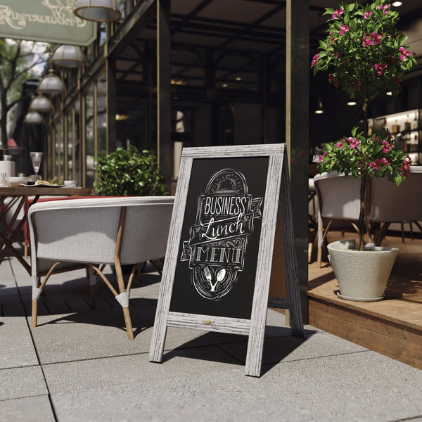 English Elm Canterbury Vintage Wooden A-Frame Magnetic Chalkboard Sign, Double-Sided Display for Events & Promotions Graywash 40"H x 20"W HGWA-GDI-CRE8-132315-GG