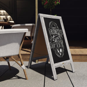 English Elm Canterbury Vintage Wooden A-Frame Magnetic Chalkboard Sign, Double-Sided Display for Events & Promotions Graywash 40"H x 20"W HGWA-GDI-CRE8-132315-GG