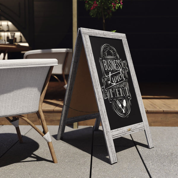 English Elm Canterbury Vintage Wooden A-Frame Magnetic Chalkboard Sign, Double-Sided Display for Events & Promotions Graywash 40"H x 20"W HGWA-GDI-CRE8-132315-GG