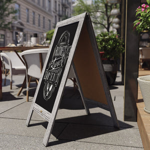 English Elm Canterbury Vintage Wooden A-Frame Magnetic Chalkboard Sign, Double-Sided Display for Events & Promotions Graywash 40"H x 20"W HGWA-GDI-CRE8-132315-GG
