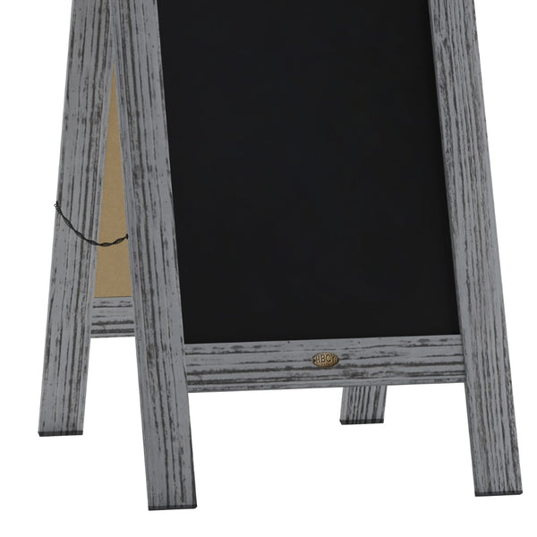 English Elm Canterbury Vintage Wooden A-Frame Magnetic Chalkboard Sign, Double-Sided Display for Events & Promotions Graywash 40"H x 20"W HGWA-GDI-CRE8-132315-GG