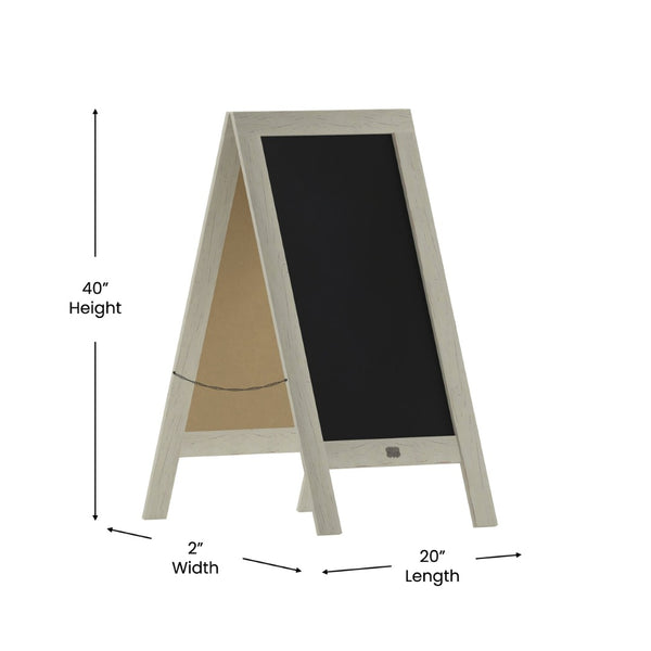English Elm Canterbury Vintage Wooden A-Frame Magnetic Chalkboard Sign, Double-Sided Display for Events & Promotions Solid White 40"H x 20"W HGWA-GDI-CRE8-454315-GG