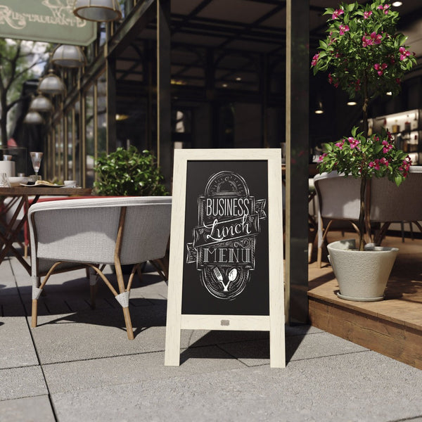 English Elm Canterbury Vintage Wooden A-Frame Magnetic Chalkboard Sign, Double-Sided Display for Events & Promotions Solid White 40"H x 20"W HGWA-GDI-CRE8-454315-GG