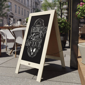English Elm Canterbury Vintage Wooden A-Frame Magnetic Chalkboard Sign, Double-Sided Display for Events & Promotions Solid White 40"H x 20"W HGWA-GDI-CRE8-454315-GG