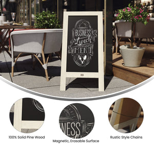 English Elm Canterbury Vintage Wooden A-Frame Magnetic Chalkboard Sign, Double-Sided Display for Events & Promotions Solid White 40"H x 20"W HGWA-GDI-CRE8-454315-GG
