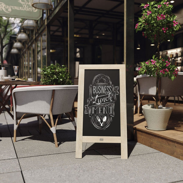 English Elm Canterbury Vintage Wooden A-Frame Magnetic Chalkboard Sign, Double-Sided Display for Events & Promotions Weathered Brown 40"H x 20"W HGWA-GDI-CRE8-472315-GG