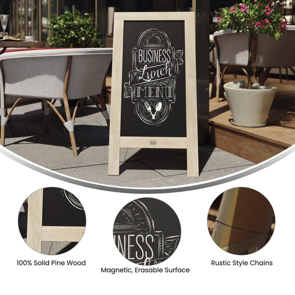English Elm Canterbury Vintage Wooden A-Frame Magnetic Chalkboard Sign, Double-Sided Display for Events & Promotions Weathered Brown 40"H x 20"W HGWA-GDI-CRE8-472315-GG