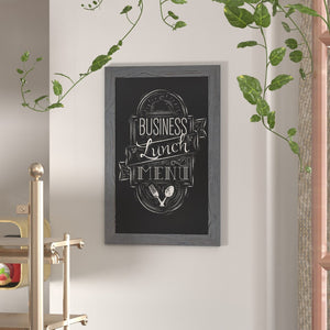 English Elm Canterbury Rustic Wall-Mount Magnetic Chalkboard Sign - Versatile Memo Board for Home & Business Grey 20"W x 0.75"D x 30"H HGWA-GDI-CRE8-552315-GG