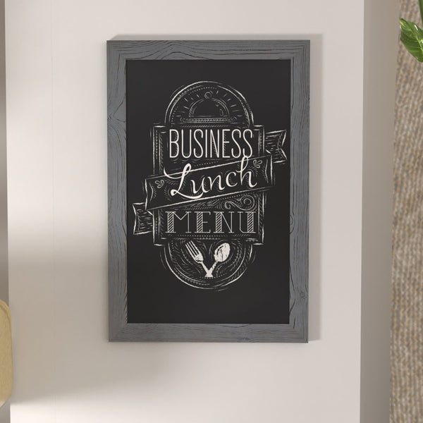 English Elm Canterbury Rustic Wall-Mount Magnetic Chalkboard Sign - Versatile Memo Board for Home & Business Grey 20"W x 0.75"D x 30"H HGWA-GDI-CRE8-552315-GG