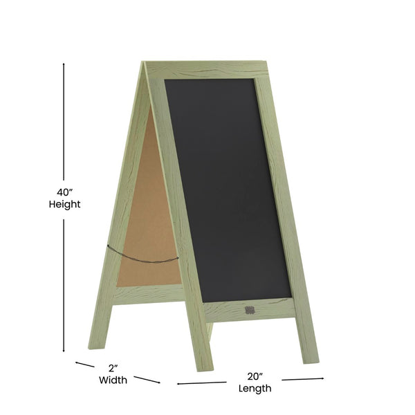 English Elm Canterbury Vintage Wooden A-Frame Magnetic Chalkboard Sign, Double-Sided Display for Events & Promotions Rustic Green 40"H x 20"W HGWA-GDI-CRE8-554315-GG