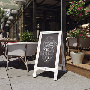 English Elm Canterbury Vintage Wooden A-Frame Magnetic Chalkboard Sign, Double-Sided Display for Events & Promotions White Wash 40"H x 20"W HGWA-GDIS-CRE8-342315-GG