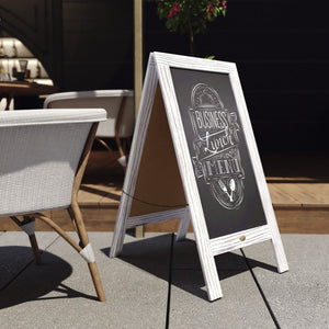 English Elm Canterbury Vintage Wooden A-Frame Magnetic Chalkboard Sign, Double-Sided Display for Events & Promotions White Wash 40"H x 20"W HGWA-GDIS-CRE8-342315-GG