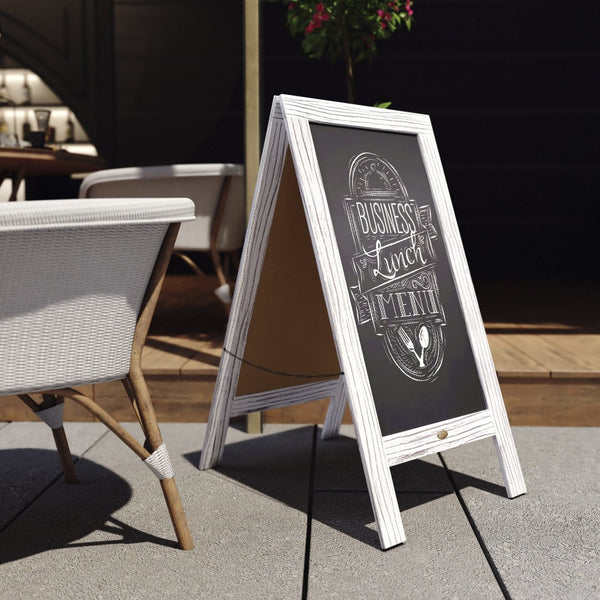 English Elm Canterbury Vintage Wooden A-Frame Magnetic Chalkboard Sign, Double-Sided Display for Events & Promotions White Wash 40"H x 20"W HGWA-GDIS-CRE8-342315-GG