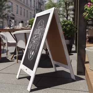 English Elm Canterbury Vintage Wooden A-Frame Magnetic Chalkboard Sign, Double-Sided Display for Events & Promotions White Wash 40"H x 20"W HGWA-GDIS-CRE8-342315-GG