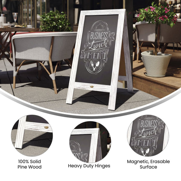 English Elm Canterbury Vintage Wooden A-Frame Magnetic Chalkboard Sign, Double-Sided Display for Events & Promotions White Wash 40"H x 20"W HGWA-GDIS-CRE8-342315-GG