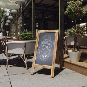 English Elm Canterbury Vintage Wooden A-Frame Magnetic Chalkboard Sign, Double-Sided Display for Events & Promotions Rustic Brown 40"H x 20"W HGWA-GDIS-CRE8-442315-GG