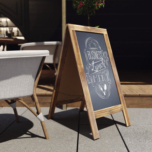 English Elm Canterbury Vintage Wooden A-Frame Magnetic Chalkboard Sign, Double-Sided Display for Events & Promotions Rustic Brown 40"H x 20"W HGWA-GDIS-CRE8-442315-GG