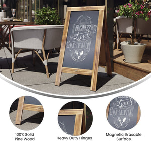 English Elm Canterbury Vintage Wooden A-Frame Magnetic Chalkboard Sign, Double-Sided Display for Events & Promotions Rustic Brown 40"H x 20"W HGWA-GDIS-CRE8-442315-GG