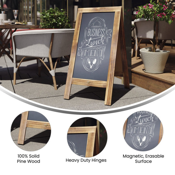 English Elm Canterbury Vintage Wooden A-Frame Magnetic Chalkboard Sign, Double-Sided Display for Events & Promotions Rustic Brown 40"H x 20"W HGWA-GDIS-CRE8-442315-GG