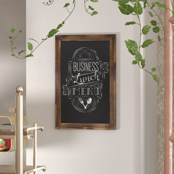English Elm Canterbury Rustic Wall-Mount Magnetic Chalkboard Sign - Versatile Memo Board for Home & Business Torched Brown 20"W x 0.75"D x 30"H HGWA-GDIS-CRE8-462315-GG