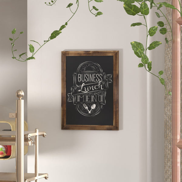 English Elm Canterbury Rustic Wall-Mount Magnetic Chalkboard Sign - Versatile Memo Board for Home & Business Torched Brown 18"W x 0.75"D x 24"H HGWA-GDIS-CRE8-852315-GG