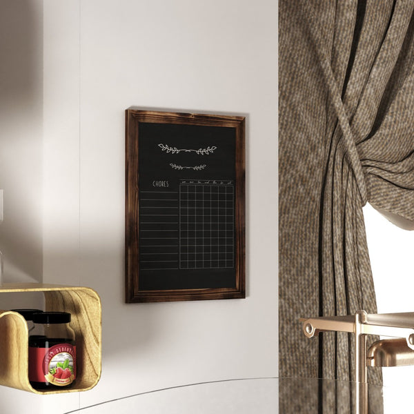 English Elm Canterbury Rustic Wall-Mount Magnetic Chalkboard Sign - Versatile Memo Board for Home & Business Torched Brown 18"W x 0.75"D x 24"H HGWA-GDIS-CRE8-852315-GG