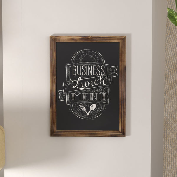 English Elm Canterbury Rustic Wall-Mount Magnetic Chalkboard Sign - Versatile Memo Board for Home & Business Torched Brown 18"W x 0.75"D x 24"H HGWA-GDIS-CRE8-852315-GG