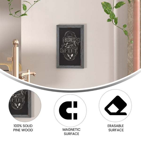 English Elm Canterbury Rustic Wall-Mount Magnetic Chalkboard Sign - Versatile Memo Board for Home & Business Grey 11"W x 0.75"D x 17"H HGWA-GDIS-CRE8-962315-GG