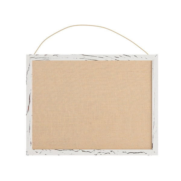 English Elm Juno Rustic Wall Mount Linen Board with Pine Frame, Ideal for Home, School, or Office Organization White Washed 18"W x 24"H HGWA-LINEN-18X24-WHTWSH-GG