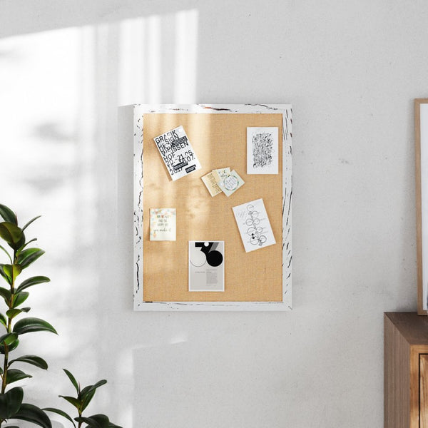 English Elm Juno Rustic Wall Mount Linen Board with Pine Frame, Ideal for Home, School, or Office Organization White Washed 18"W x 24"H HGWA-LINEN-18X24-WHTWSH-GG