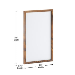 English Elm Bristol Rustic Wall Mount White Board with Accessories for Home, School, or Office Organization Torched Brown 20"W x 30"H HGWA-WHITE-20X30-BRN-GG