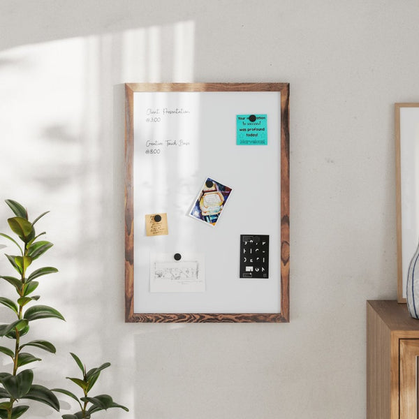 English Elm Bristol Rustic Wall Mount White Board with Accessories for Home, School, or Office Organization Torched Brown 20"W x 30"H HGWA-WHITE-20X30-BRN-GG