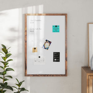 English Elm Bristol Rustic Wall Mount White Board with Accessories for Home, School, or Office Organization Torched Brown 24"W x 36"H HGWA-WHITE-24X36-BRN-GG