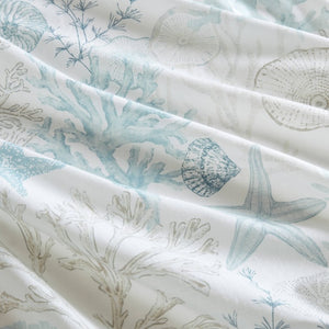 JLA Home Sea Meadow Woven Cotton Shower Curtain Coastal Print for Beach House Bathrooms HH70-1997