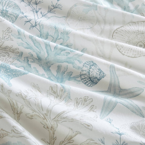 JLA Home Sea Meadow Woven Cotton Shower Curtain Coastal Print for Beach House Bathrooms HH70-1997