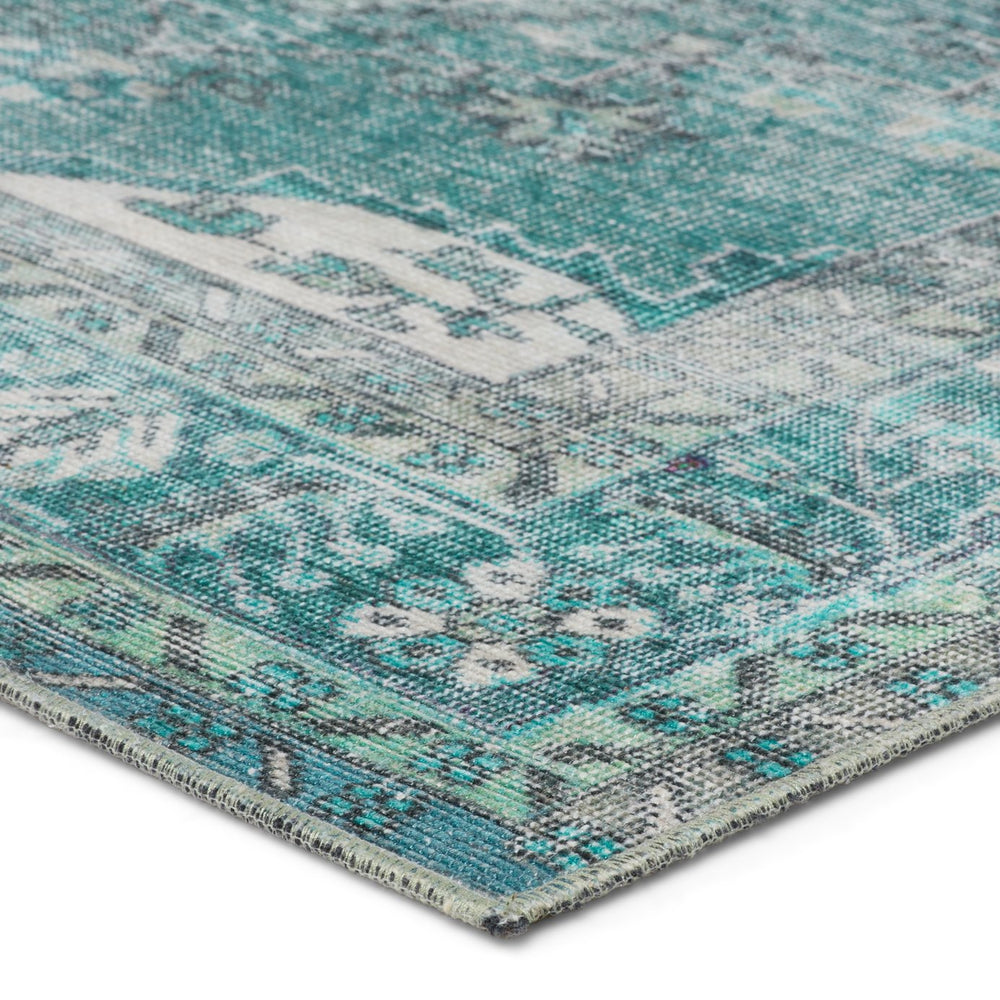 Jaipur Living Harman Hold By Kate Lester Tamara Hhb02 Rug154758 Powerloomed Machinemade 100% Polyester Traditional Medallion Indoor Rug Teal, Green 100% Polyester, 100% Polyester Rug154758
