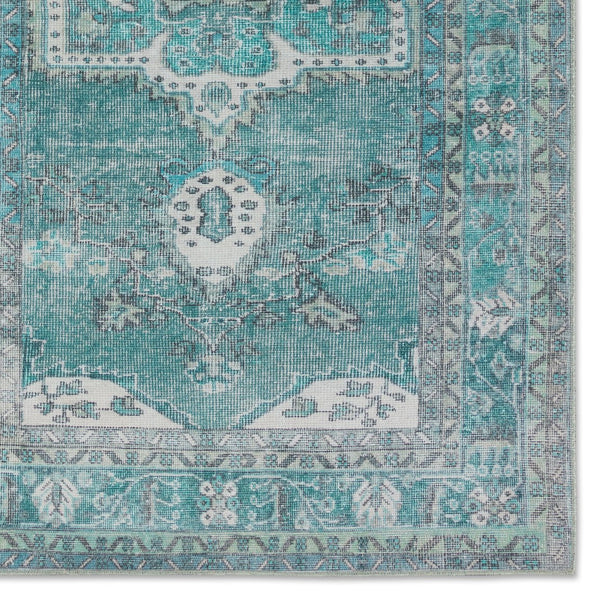 Jaipur Living Harman Hold By Kate Lester Tamara Hhb02 Rug155062 Powerloomed Machinemade 100% Polyester Traditional Medallion Indoor Rug Teal, Green 100% Polyester, 100% Polyester Rug155062