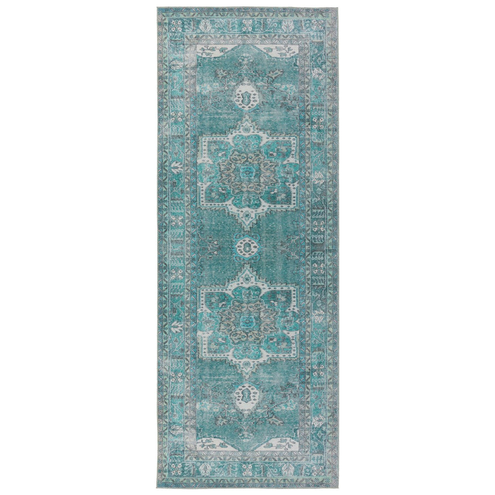 Jaipur Living Harman Hold By Kate Lester Tamara Hhb02 Rug154720 Powerloomed Machinemade 100% Polyester Traditional Medallion Indoor Rug Teal, Green 100% Polyester, 100% Polyester Rug154720
