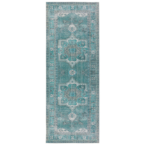 Jaipur Living Harman Hold By Kate Lester Tamara Hhb02 Rug154766 Powerloomed Machinemade 100% Polyester Traditional Medallion Indoor Rug Teal, Green 100% Polyester, 100% Polyester Rug154766