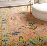 Hillcrest HIL-9044 8' x 11' Handmade Rug HIL9044-811  Seafoam, Bright Yellow, Dusty Pink, Peach, Dark Blue, Brown Surya