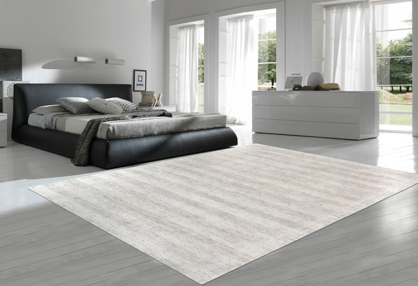 Pasargad Home Transitional Hand-loomed Bamboo Silk Area Rug - Luxurious 5' X 8' Modern Elegance   Hill-09 5x8