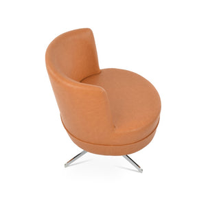 Soho Concept Hilton Lounge Swivel Chair - Soft Leatherette, 4-star Brass Base, 2-year Guarantee, 400 Lbs Capacity Chrome  Soho-concept-dining-chair-12091