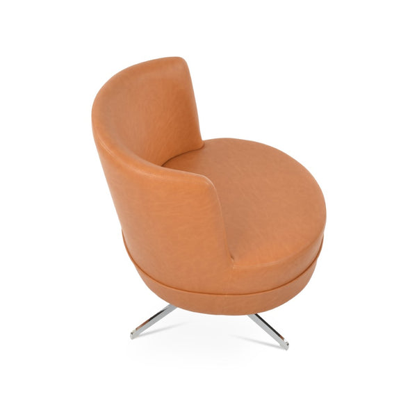 Soho Concept Hilton Lounge Swivel Chair - Soft Leatherette, 4-star Brass Base, 2-year Guarantee, 400 Lbs Capacity Chrome  Soho-concept-dining-chair-12091