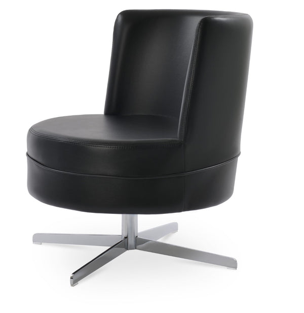 Soho Concept Hilton Lounge Swivel Chair - Soft Leatherette, 4-star Brass Base, 2-year Guarantee, 400 Lbs Capacity Chrome,Black  Soho-concept-dining-chair-12110