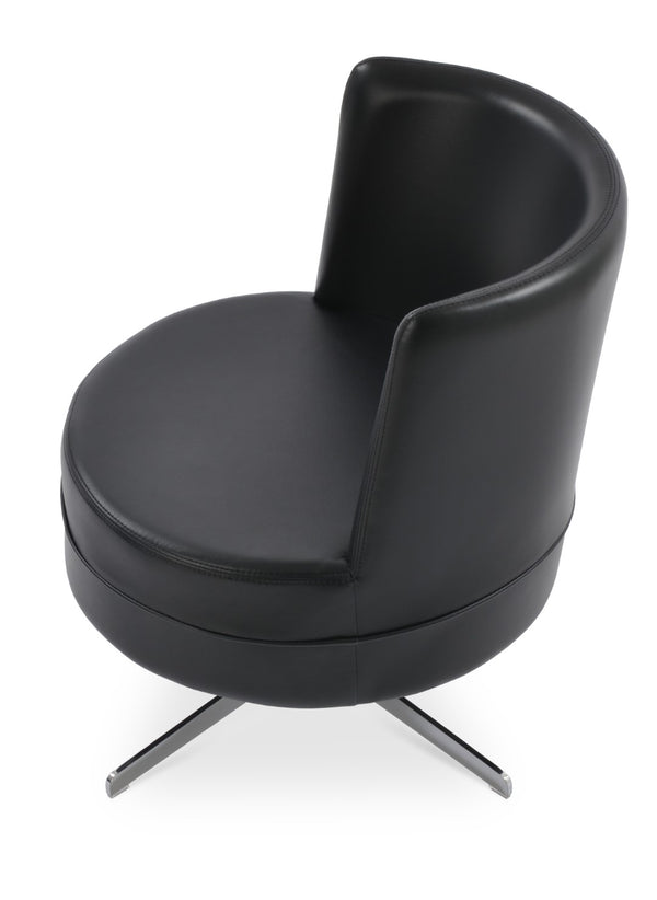 Soho Concept Hilton Lounge Swivel Chair - Soft Leatherette, 4-star Brass Base, 2-year Guarantee, 400 Lbs Capacity Chrome,Black  Soho-concept-dining-chair-12105