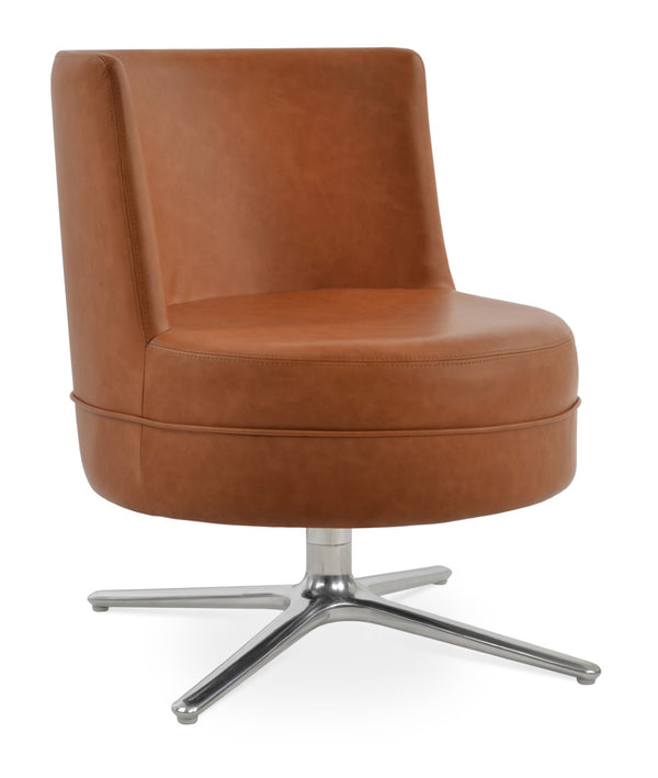 Soho Concept Hilton Lounge Swivel Chair With Oval Base - Soft Leatherette, Auto-return, 400 Lbs Capacity, 2-year Warranty   Soho-concept-dining-chair-12107