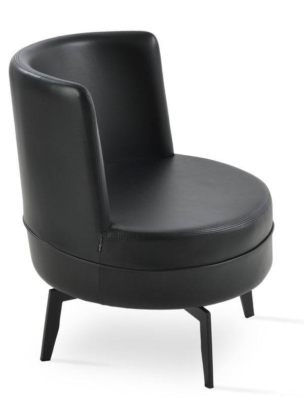 Soho Concept Hilton Lounge Swivel Chairs - Premium Leatherette, Durable Steel Base, 2-year Guarantee, 400 Lbs Capacity Black  Soho-concept-dining-chair-12096