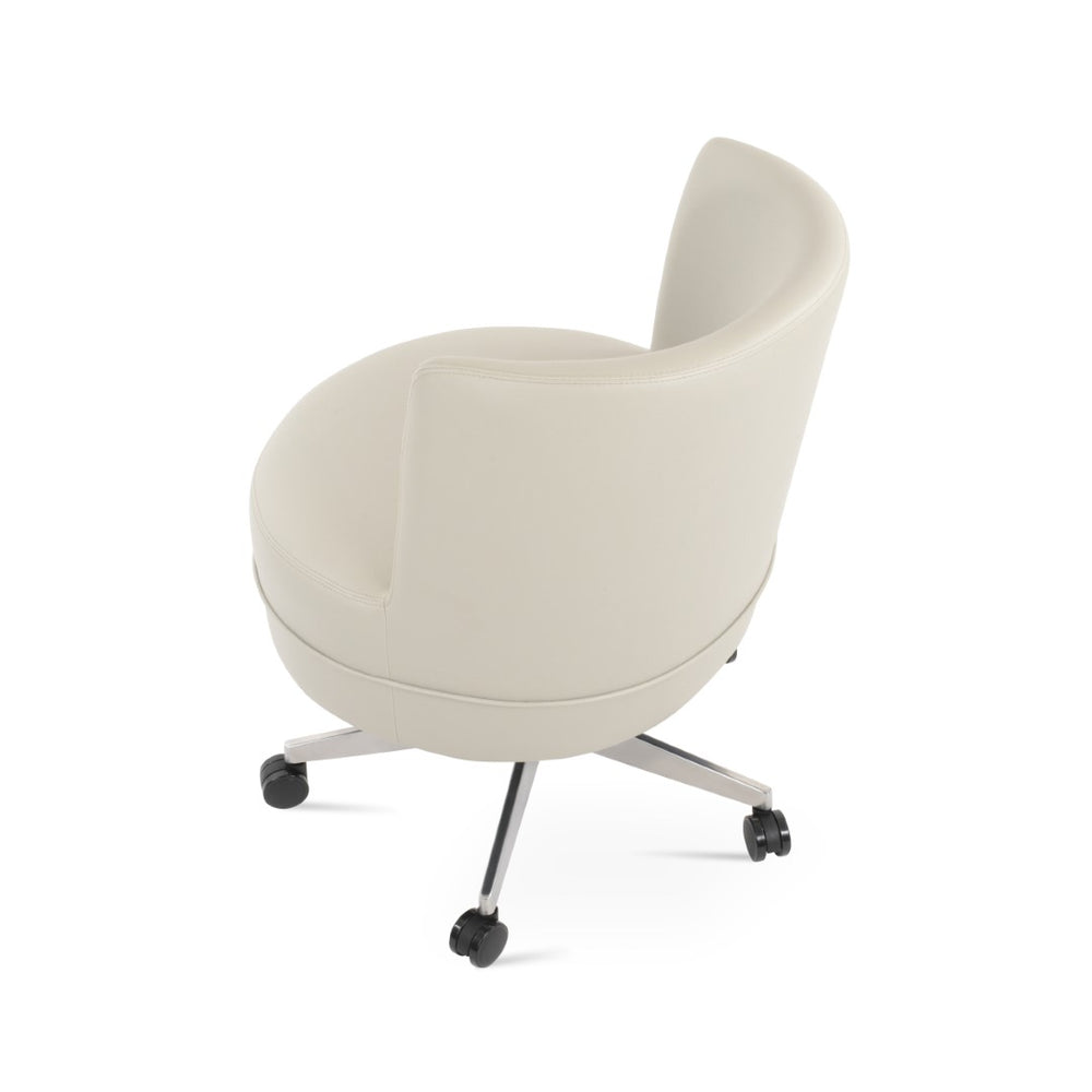 Soho Concept Hilton Lounge Swivel Round Chair - Durable Ppm-fr Leatherette, 2-year Guarantee, Stylish Light Grey Caramel  Soho-concept-dining-chair-12095