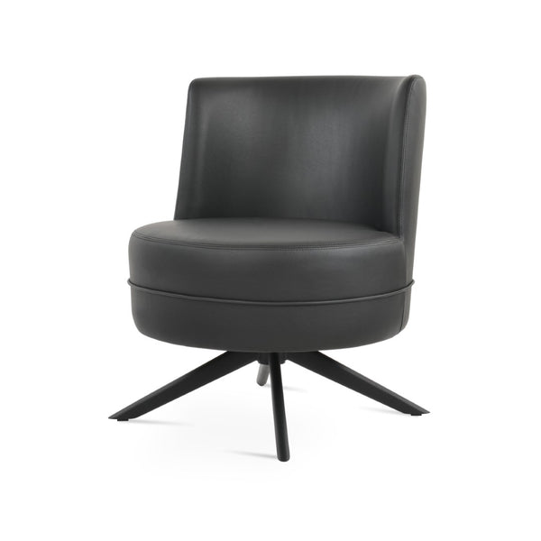 Soho Concept Hilton Sword Lounge Swivel Chair - Soft Leatherette, 2-year Guarantee, Stylish Metal Base, 400 Lbs Black  Soho-concept-dining-chair-13188