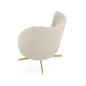 Soho Concept Hilton Lounge Swivel Chair - Soft Leatherette, 4-star Brass Base, 2-year Guarantee, 400 Lbs Capacity Gold,Light Grey  Soho-concept-dining-chair-12079